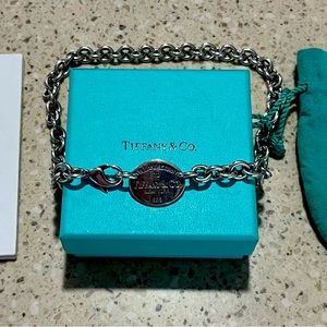Tiffany & Co. Return To Tiffany Sterling Silver 15” Oval Tag Rolo Chain Necklace